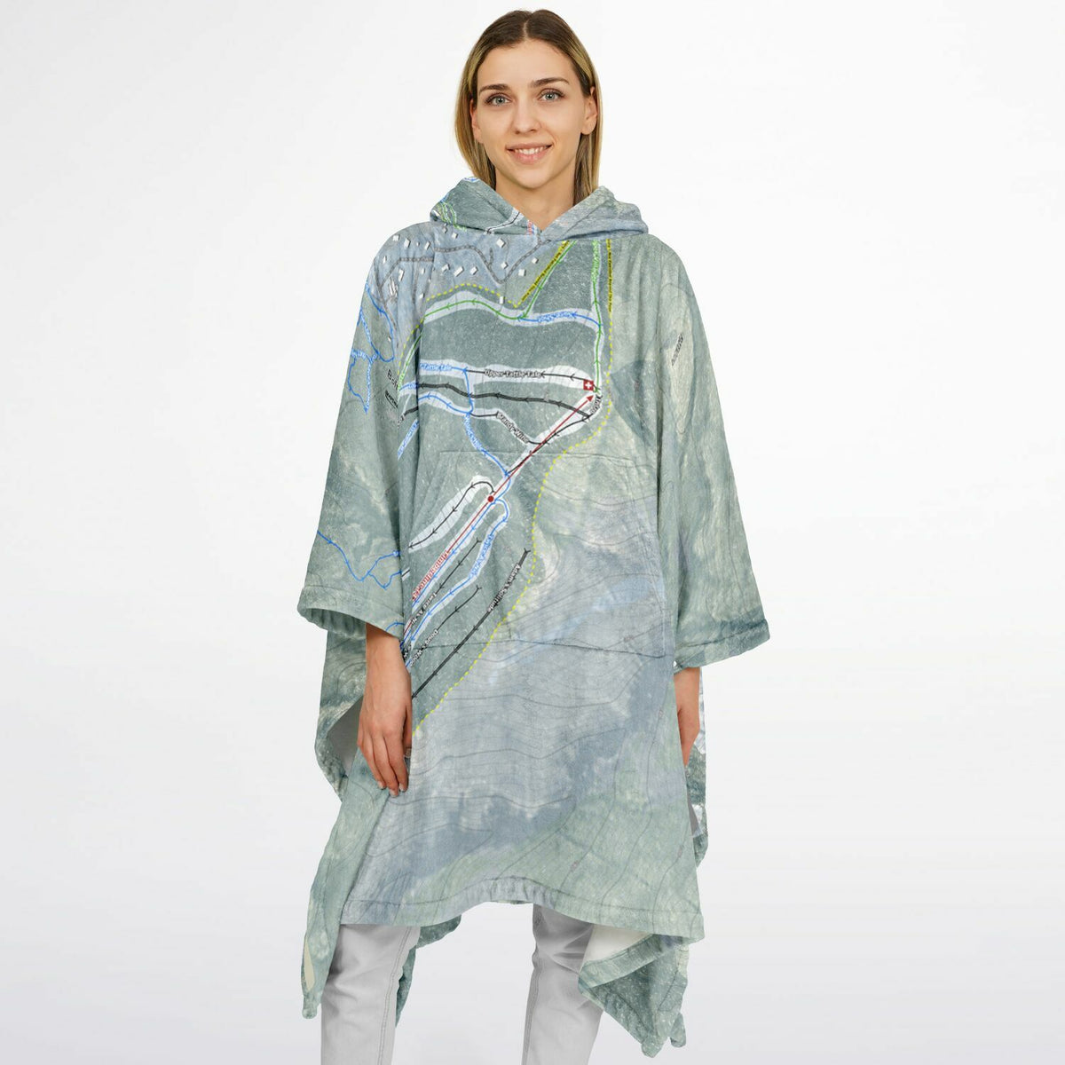 Bolton Valley, Vermont Ski Resort Map Flannel Blanket Poncho