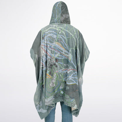 Silver Star, British Columbia Ski Resort Map Flannel Blanket Poncho