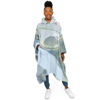 Pinnacle Ski Club, Maine Ski Resort Map Flannel Blanket Poncho