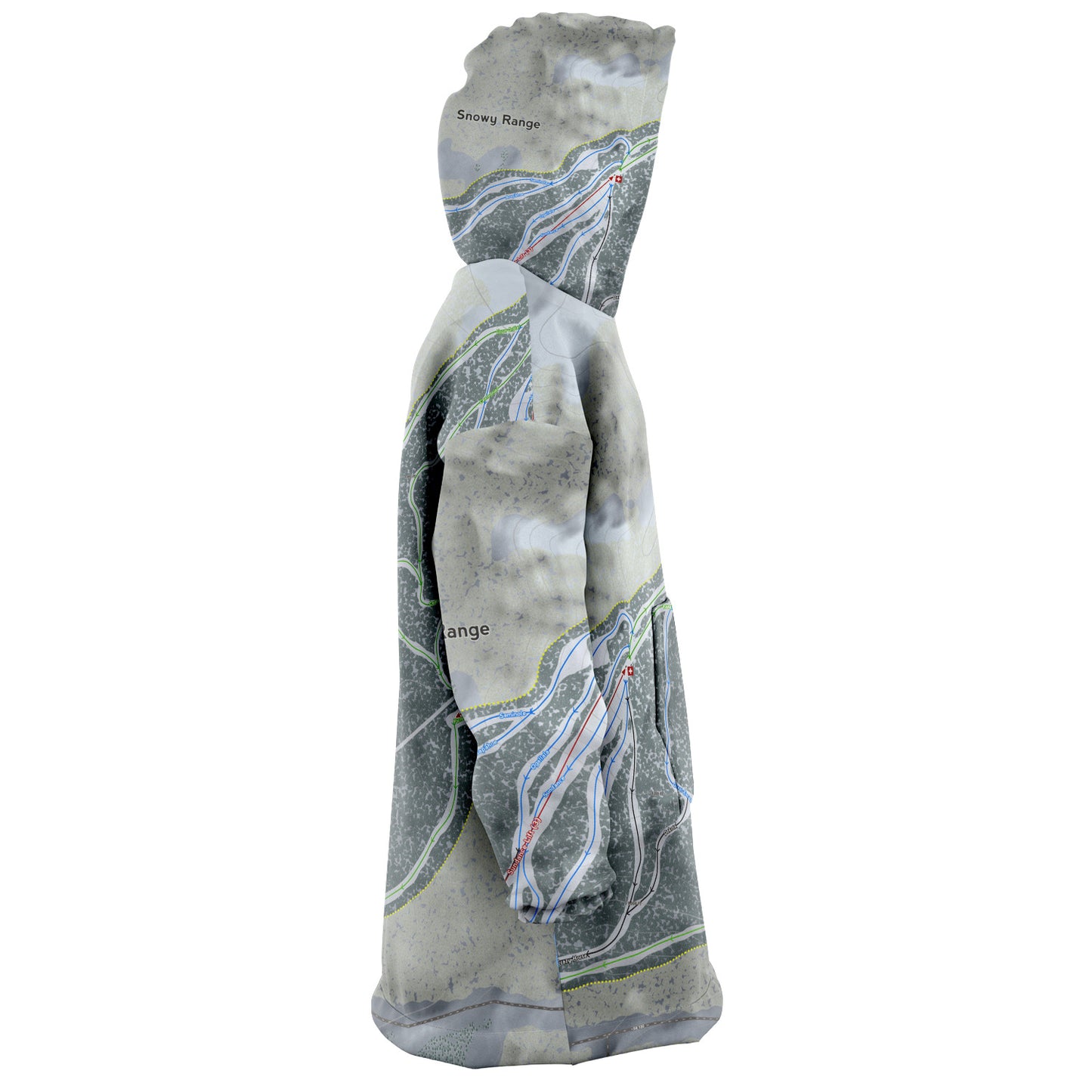 Snowy Range, Wyoming Ski Trail Map Snug Hoodie - Powderaddicts