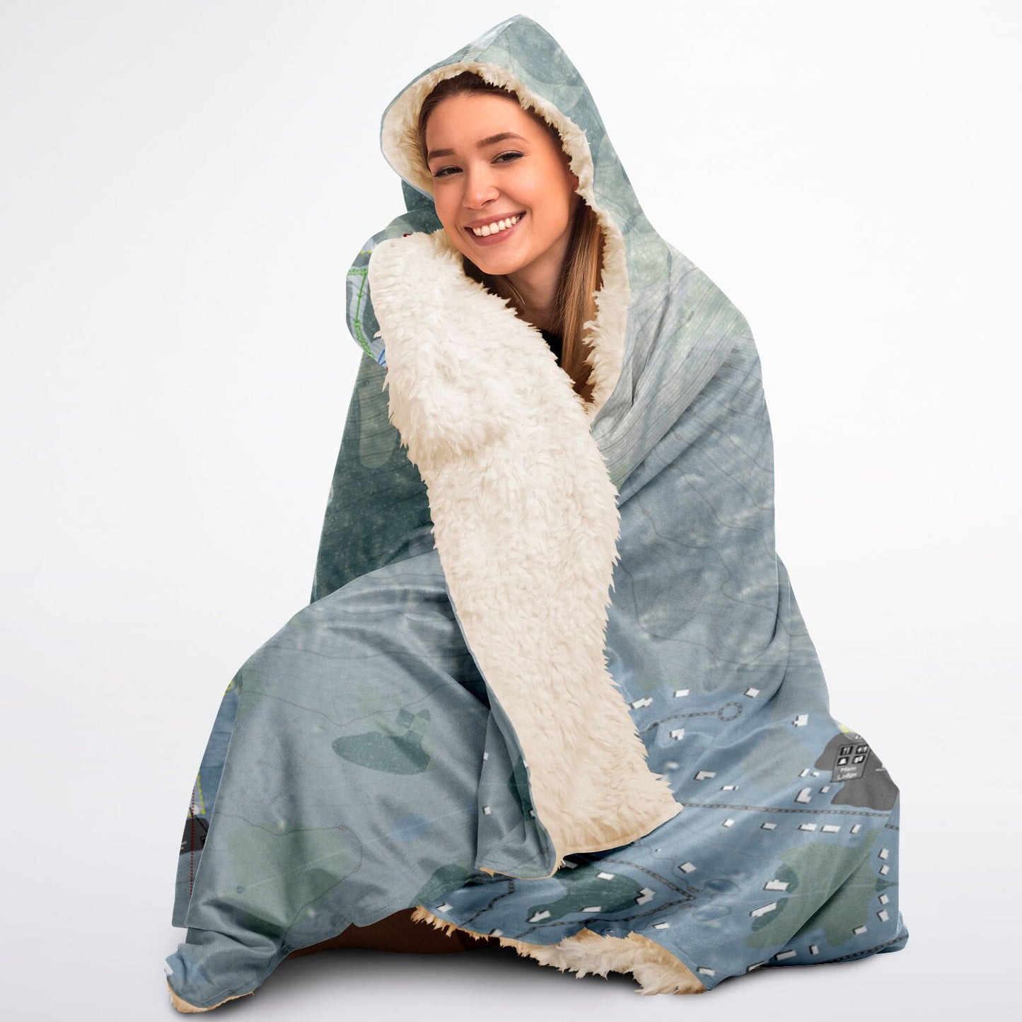 West Mountain, New York Ski Trail Map - Adult Hooded Blanket