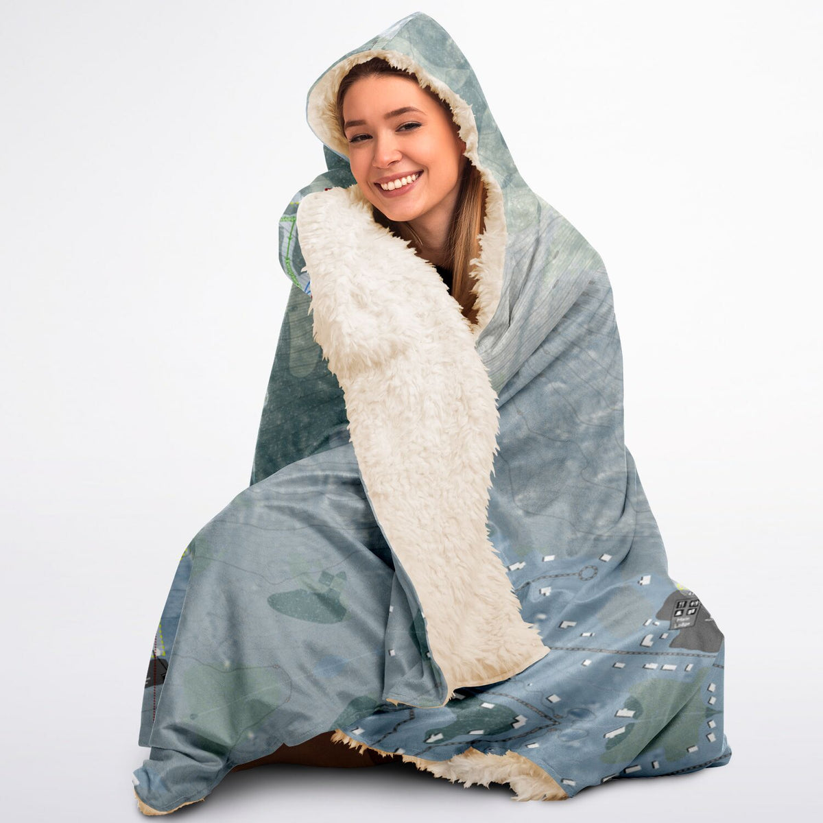 West Mountain, New York Ski Trail Map - Adult Hooded Blanket