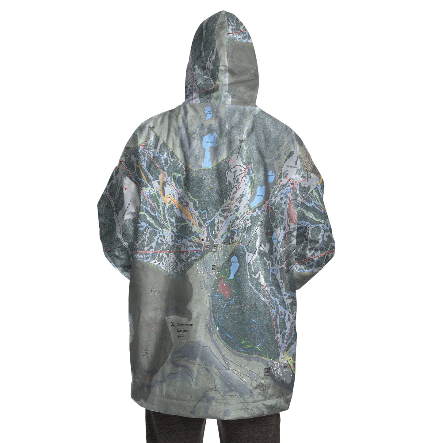Big Cottonwood Canyon, Utah Ski Trail Map - Snug Hoodie - Powderaddicts