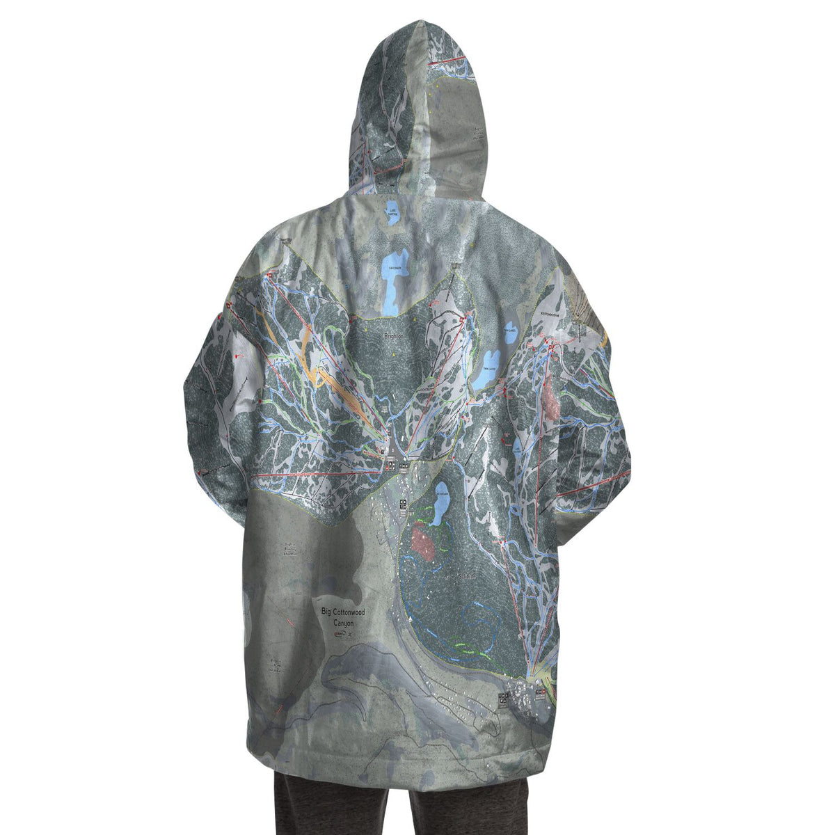 Big Cottonwood Canyon, Utah Ski Trail Map - Snug Hoodie