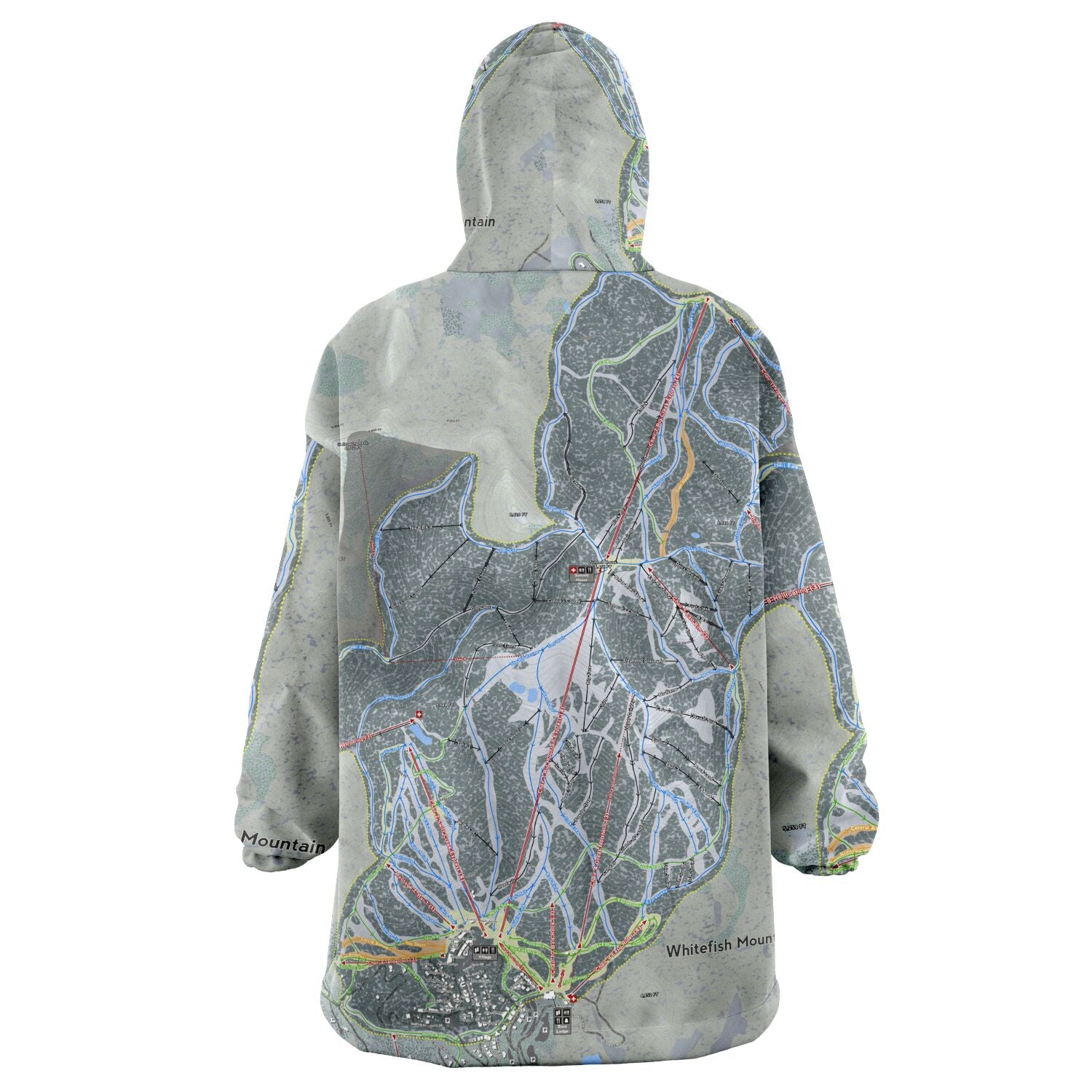 Whitefish Mountain, Montana Ski Trail Map - Snug Hoodie - Powderaddicts