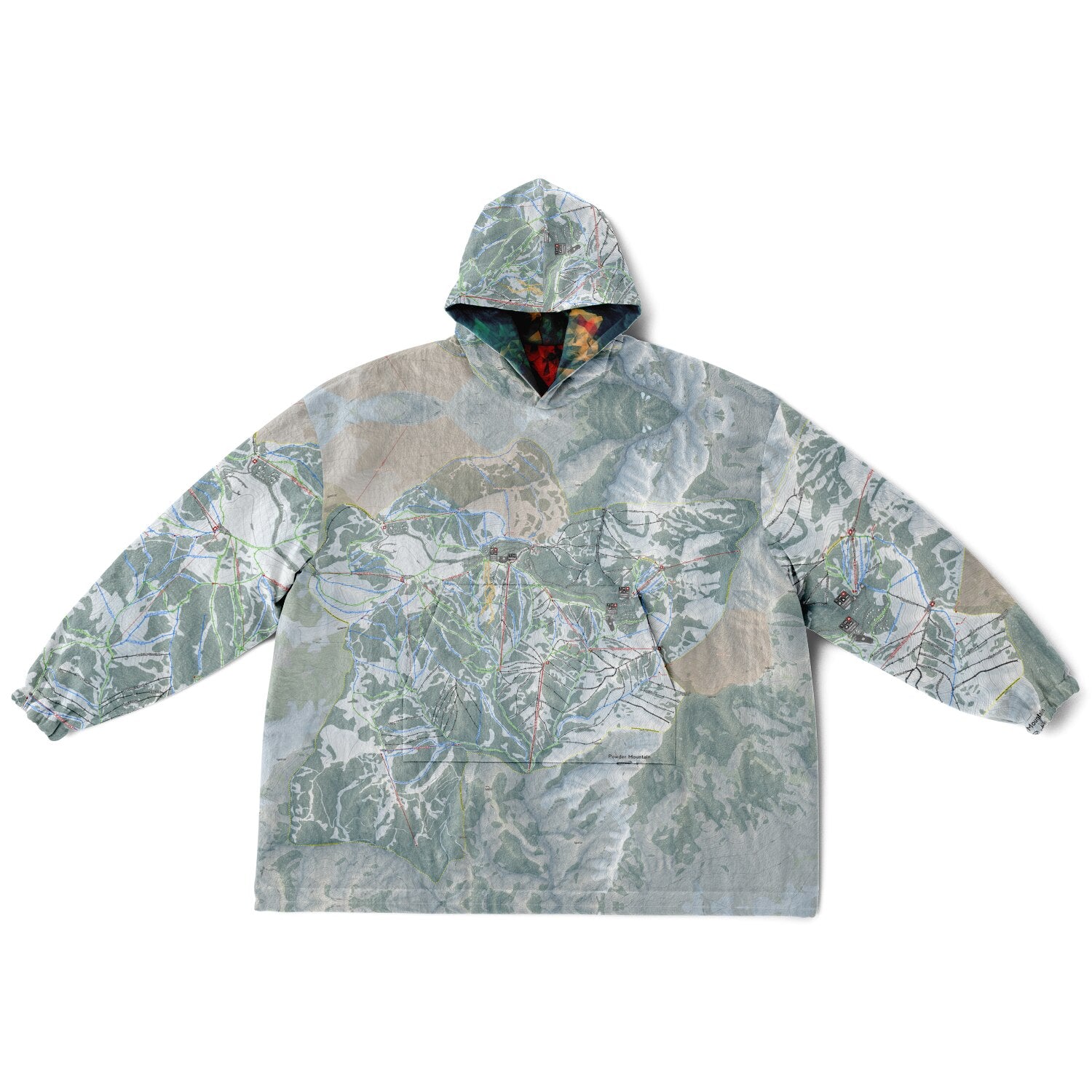 Powder Mountain, Utah Ski Resort Map Reversible Snug Hoodie