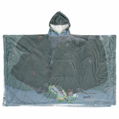 Kendall Mountain, Colorado Ski Resort Map Flannel Blanket Poncho