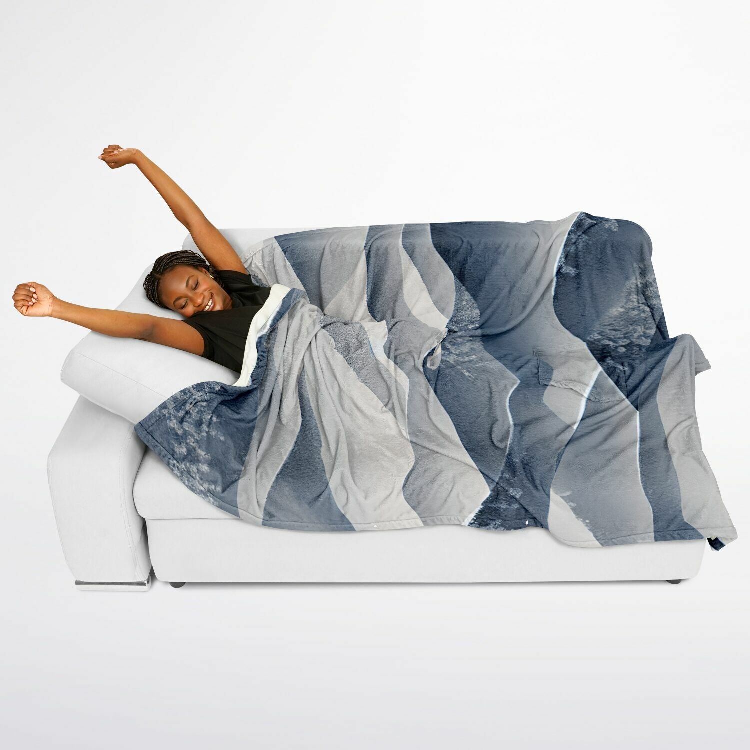 Abstract Foggy Mountain, Flannel Blanket Poncho