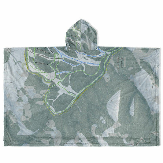 Kelly Canyon, Idaho Ski Resort Map Flannel Blanket Poncho