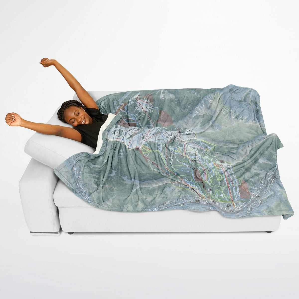 Vail, Colorado Ski Resort Map Flannel Blanket Poncho