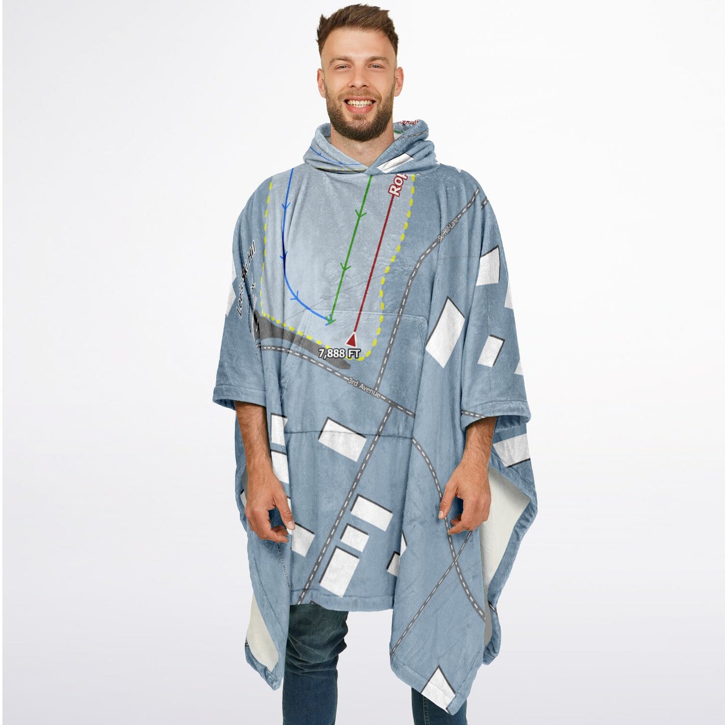Lees Ski Hill, Colorado Ski Resort Map Flannel Blanket Poncho