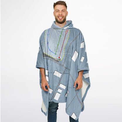 Lees Ski Hill, Colorado Ski Resort Map Flannel Blanket Poncho