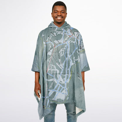 Whitewater, British Columbia Ski Resort Map Flannel Blanket Poncho