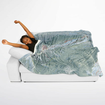 Aspen Highlands, Colorado Ski Resort Map Flannel Blanket Poncho