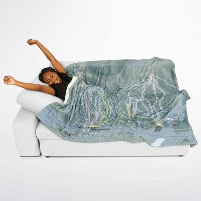 Attitash Mountain, New Hampshire Ski Resort Map Flannel Blanket Poncho