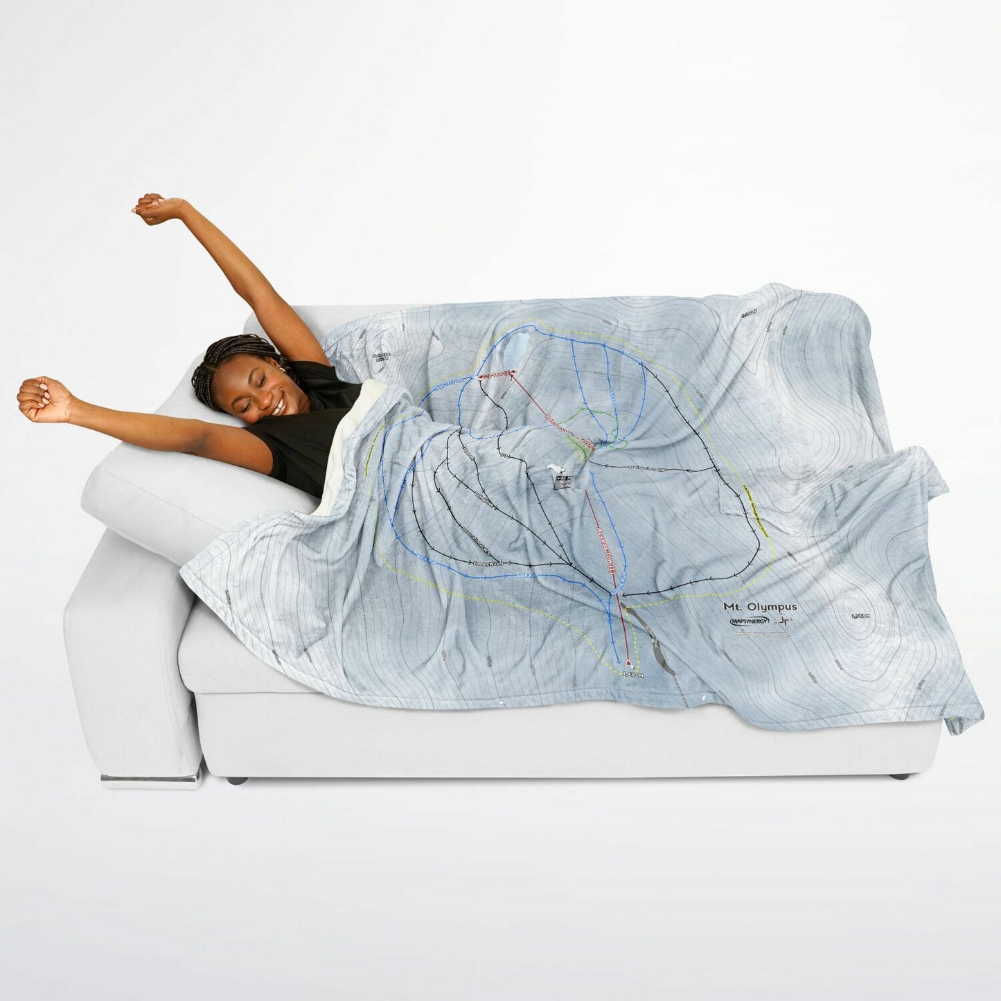 Mt Olympus, New Zealand Ski Resort Map Flannel Blanket Poncho - Powderaddicts