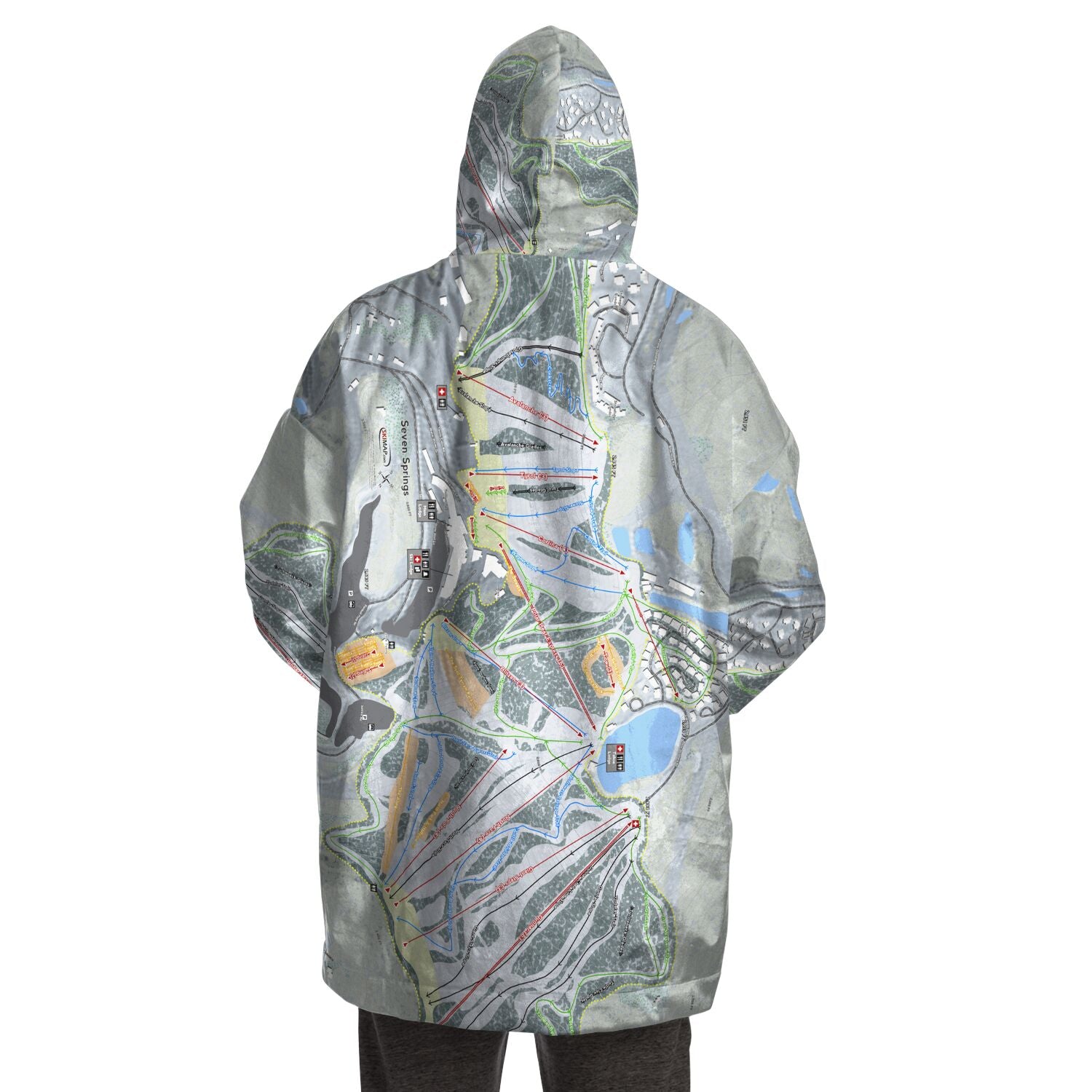 Seven Springs, Pennsylvania Ski Trail Map - Snug Hoodie