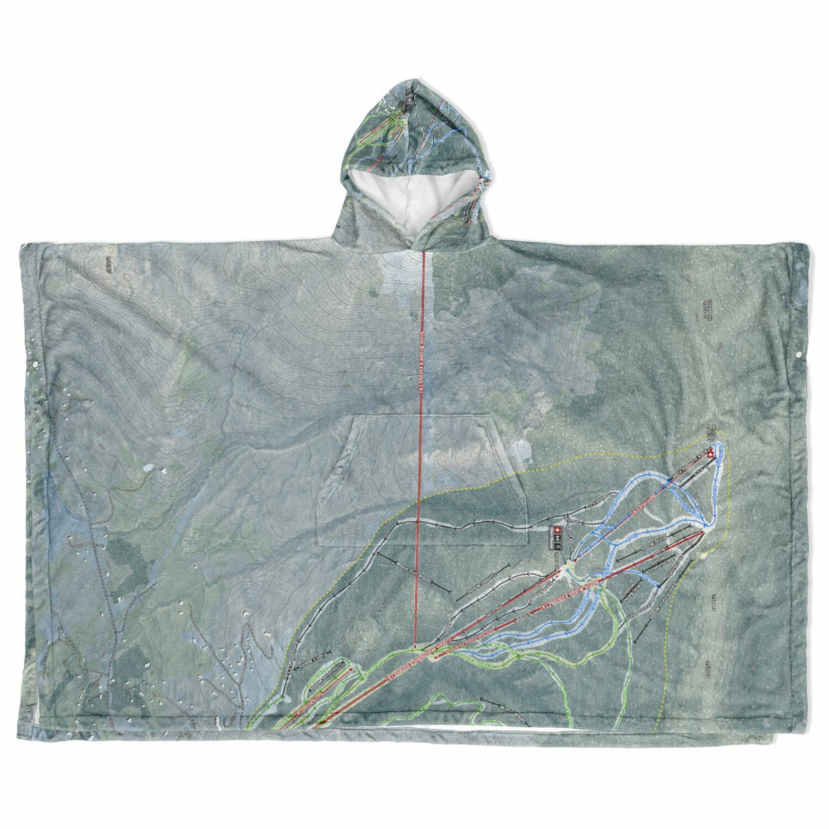 Sugarbush, Vermont Ski Resort Map Flannel Blanket Poncho