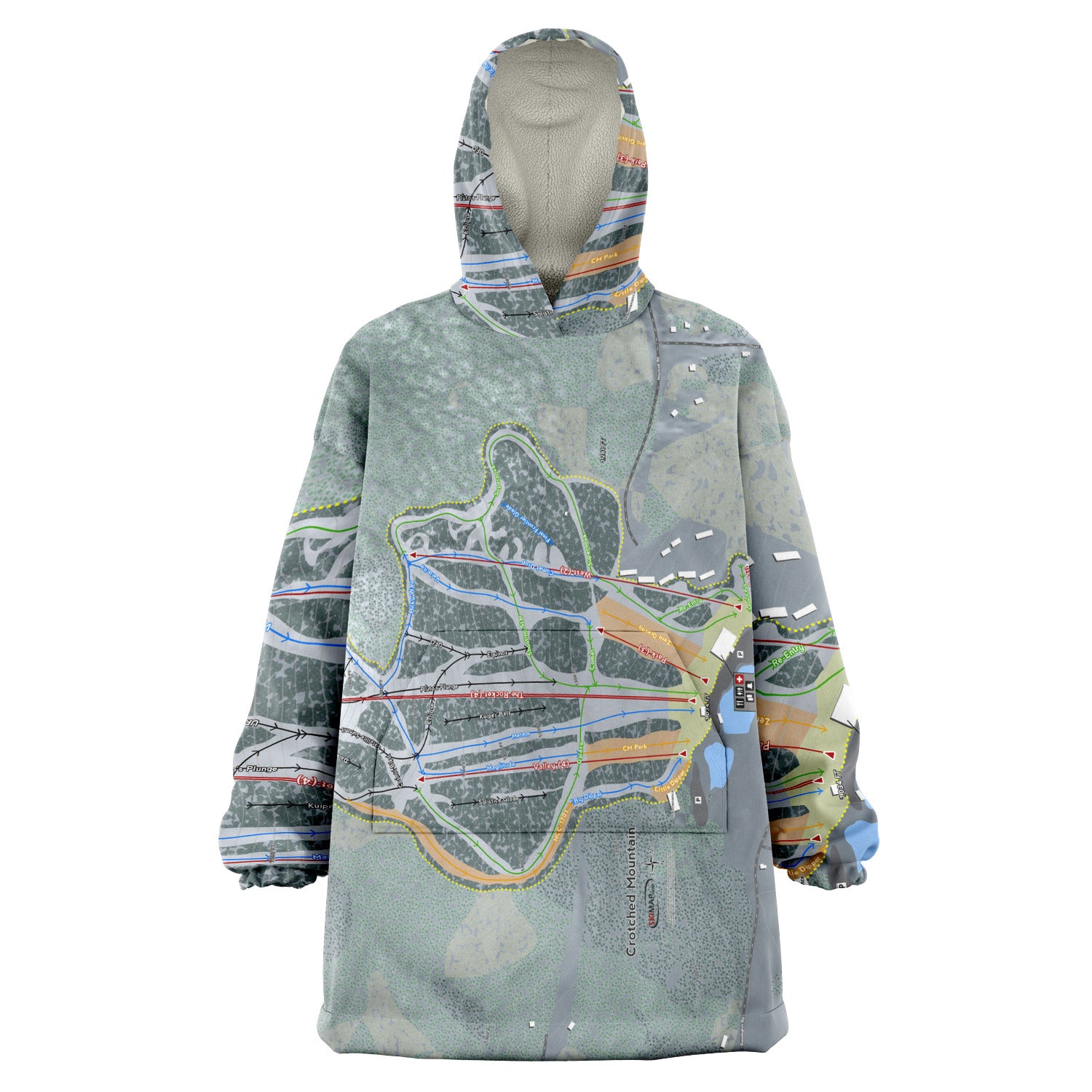Crotched Mountain, New Hampshire Ski Trail Map - Snug Hoodie - Powderaddicts