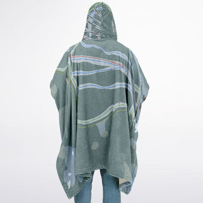Mount Cain, British Columbia Ski Resort Map Flannel Blanket Poncho