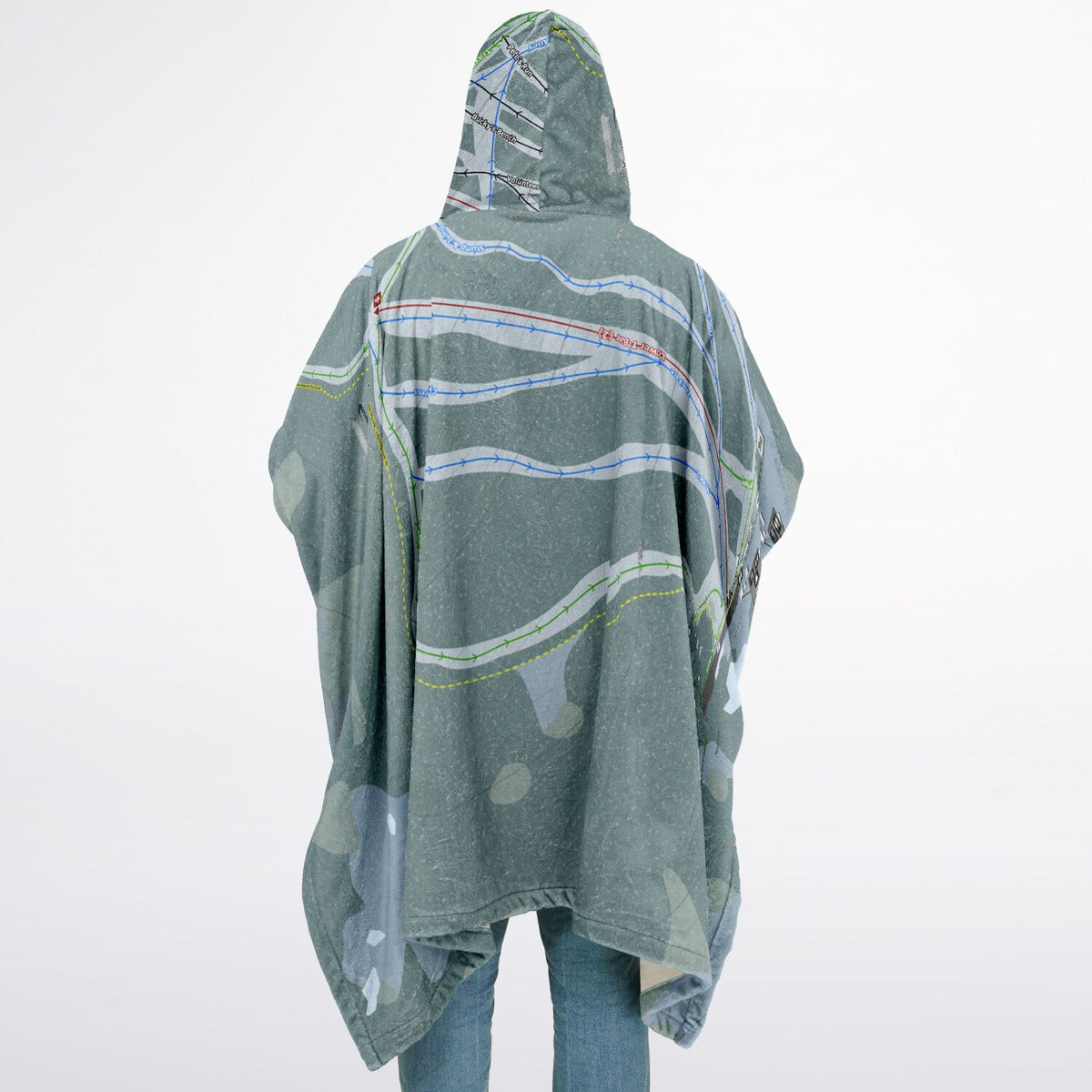 Mount Cain, British Columbia Ski Resort Map Flannel Blanket Poncho