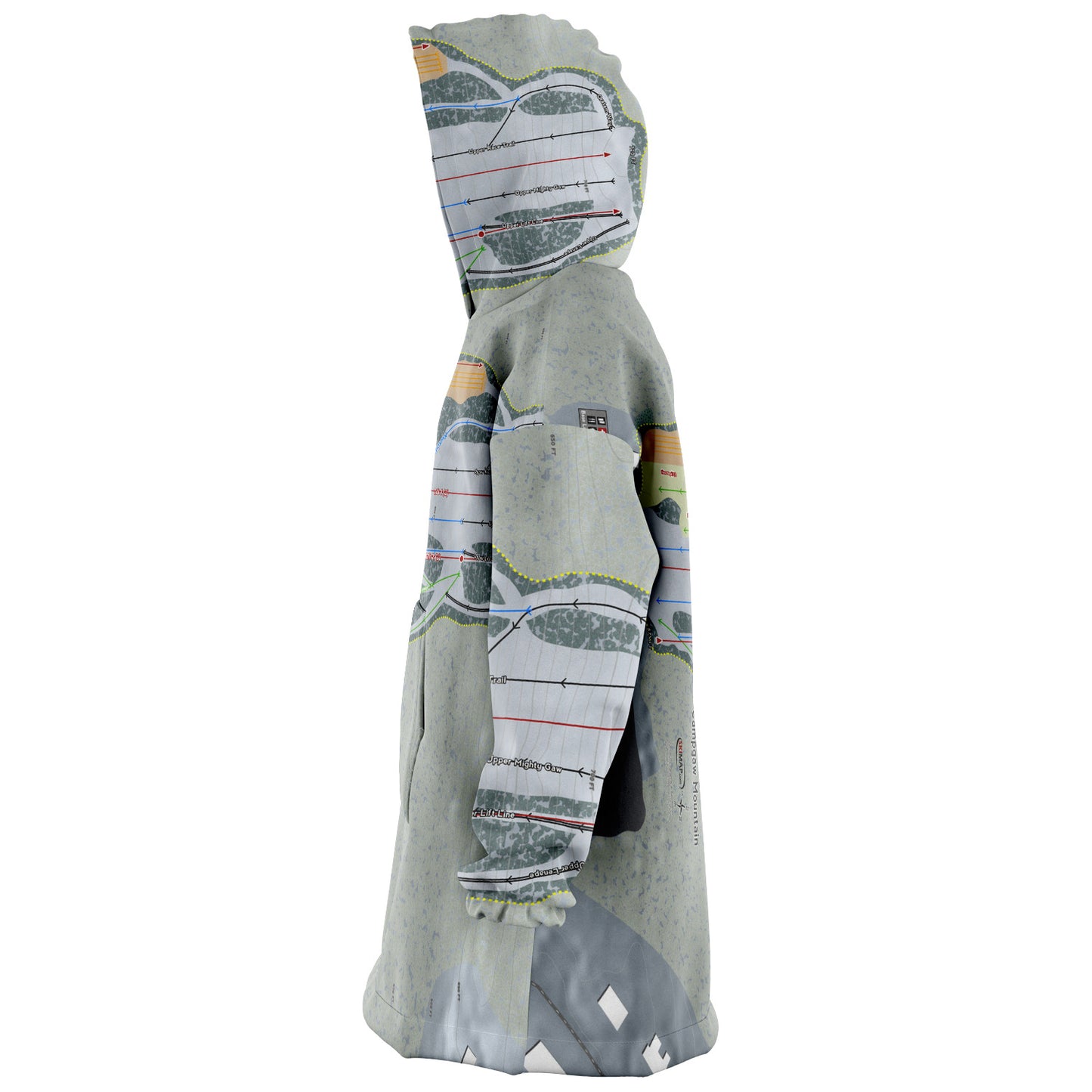 Campgaw Mountain, New Jersey  Ski Trail Map - Snug Hoodie