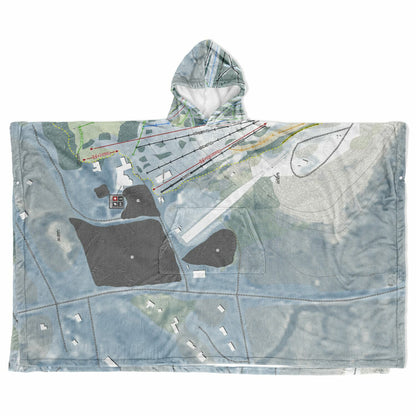 Pine Mountain, Michigan Ski Resort Map Flannel Blanket Poncho