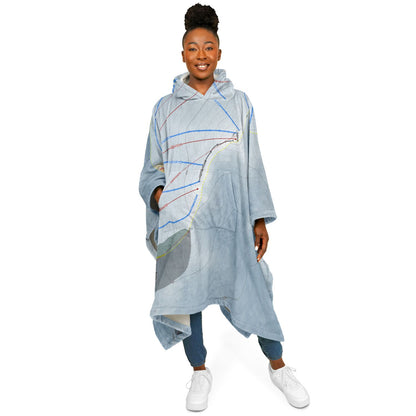 Arctic Valley, Alaska Ski Resort Map Flannel Blanket Poncho