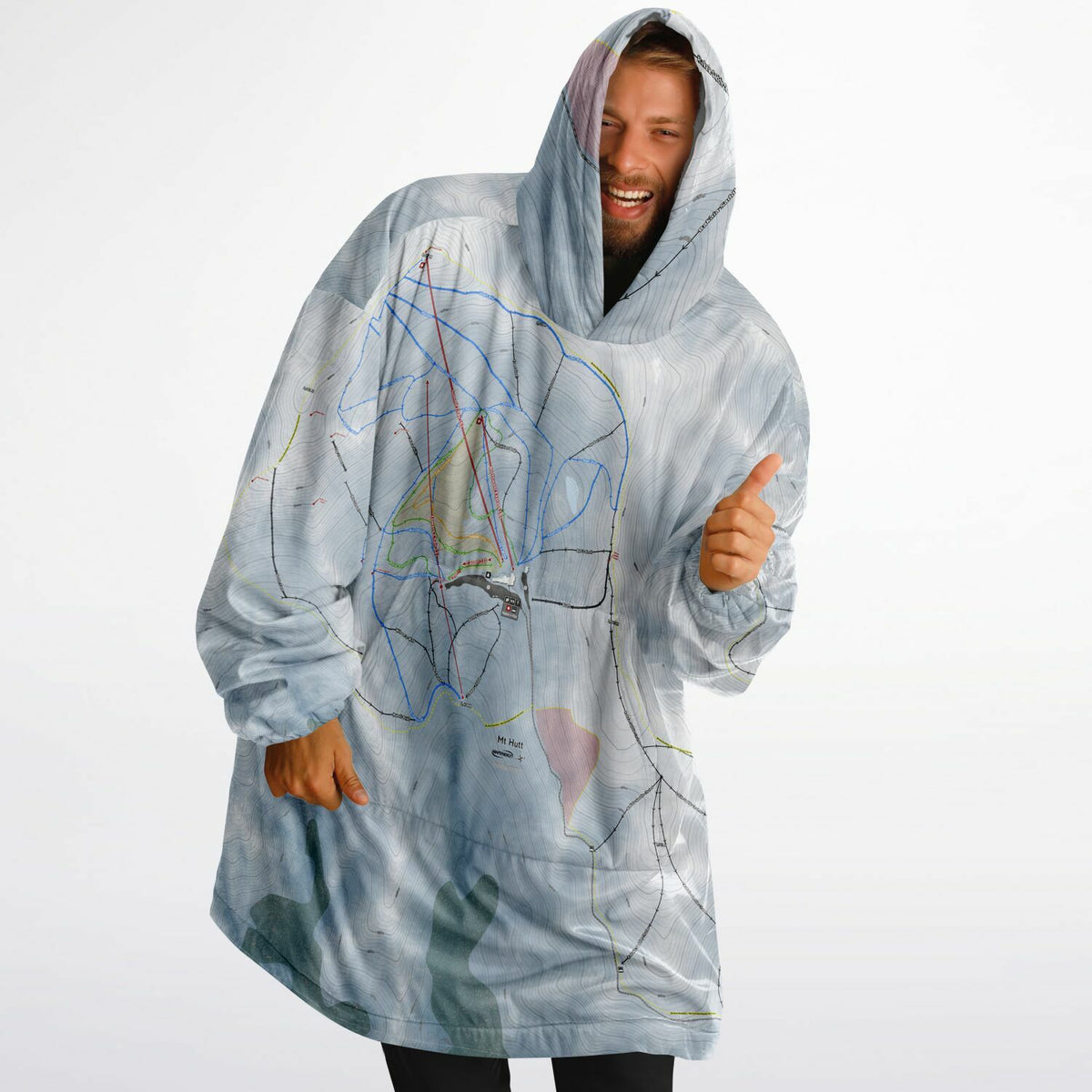 Mt Hutt, New Zealand Ski Trail Map - Snug Hoodie
