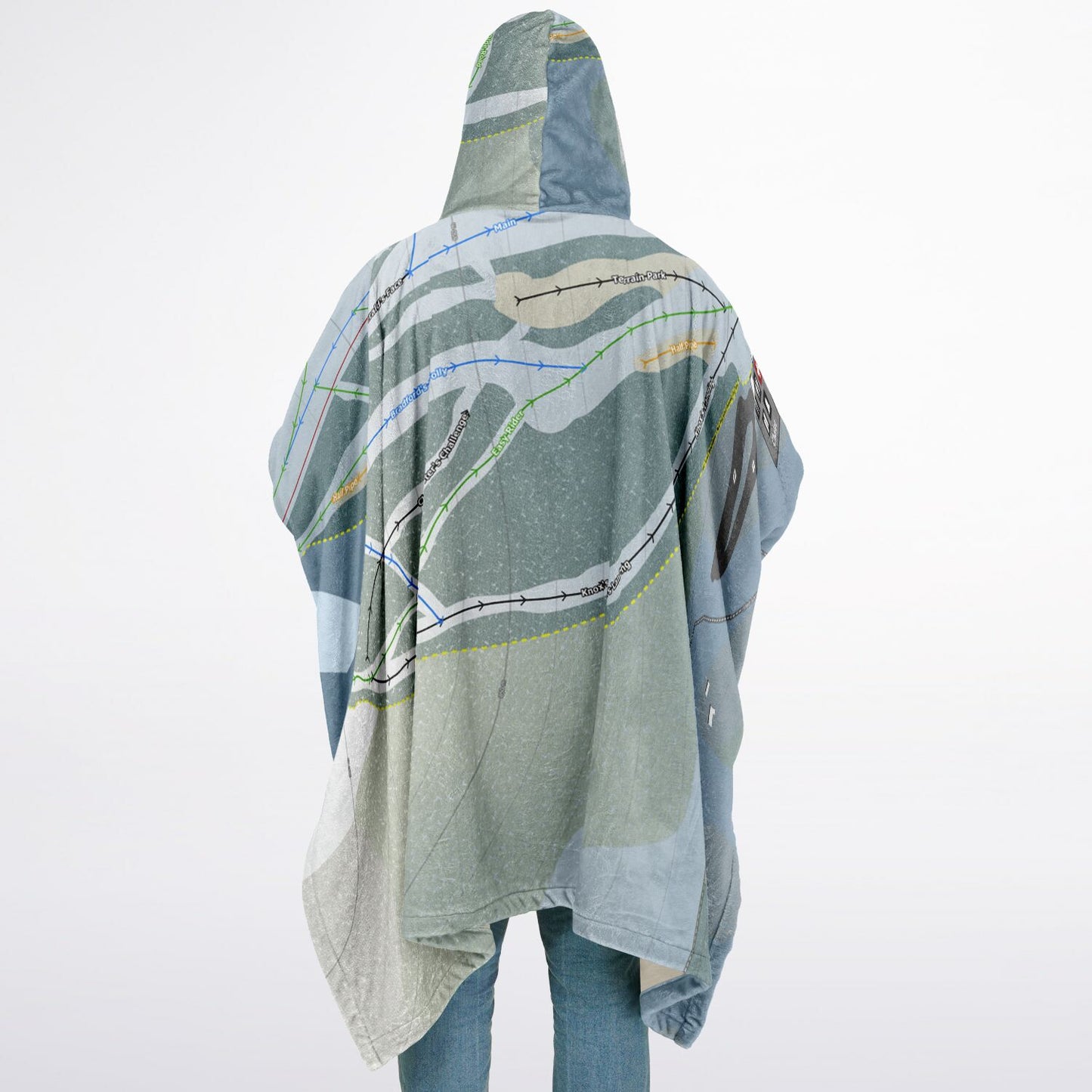 Bear Mountain Ski Hill, British Columbia Ski Resort Map Flannel Blanket Poncho