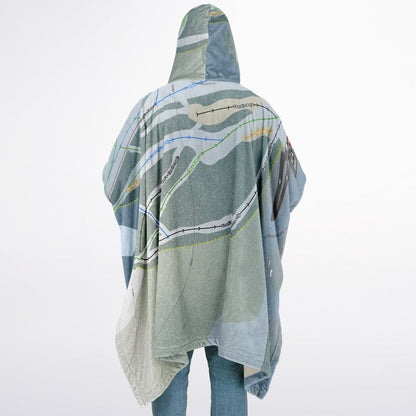 Bear Mountain Ski Hill, British Columbia Ski Resort Map Flannel Blanket Poncho