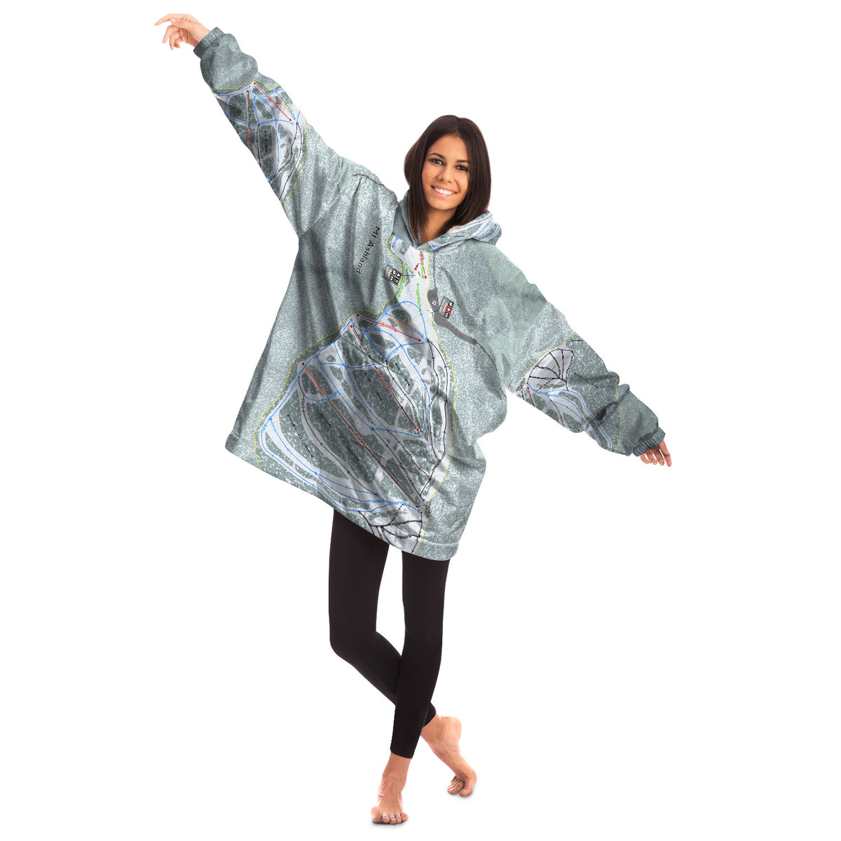 Mt. Ashland, Oregon Ski Trail Map - Snug Hoodie