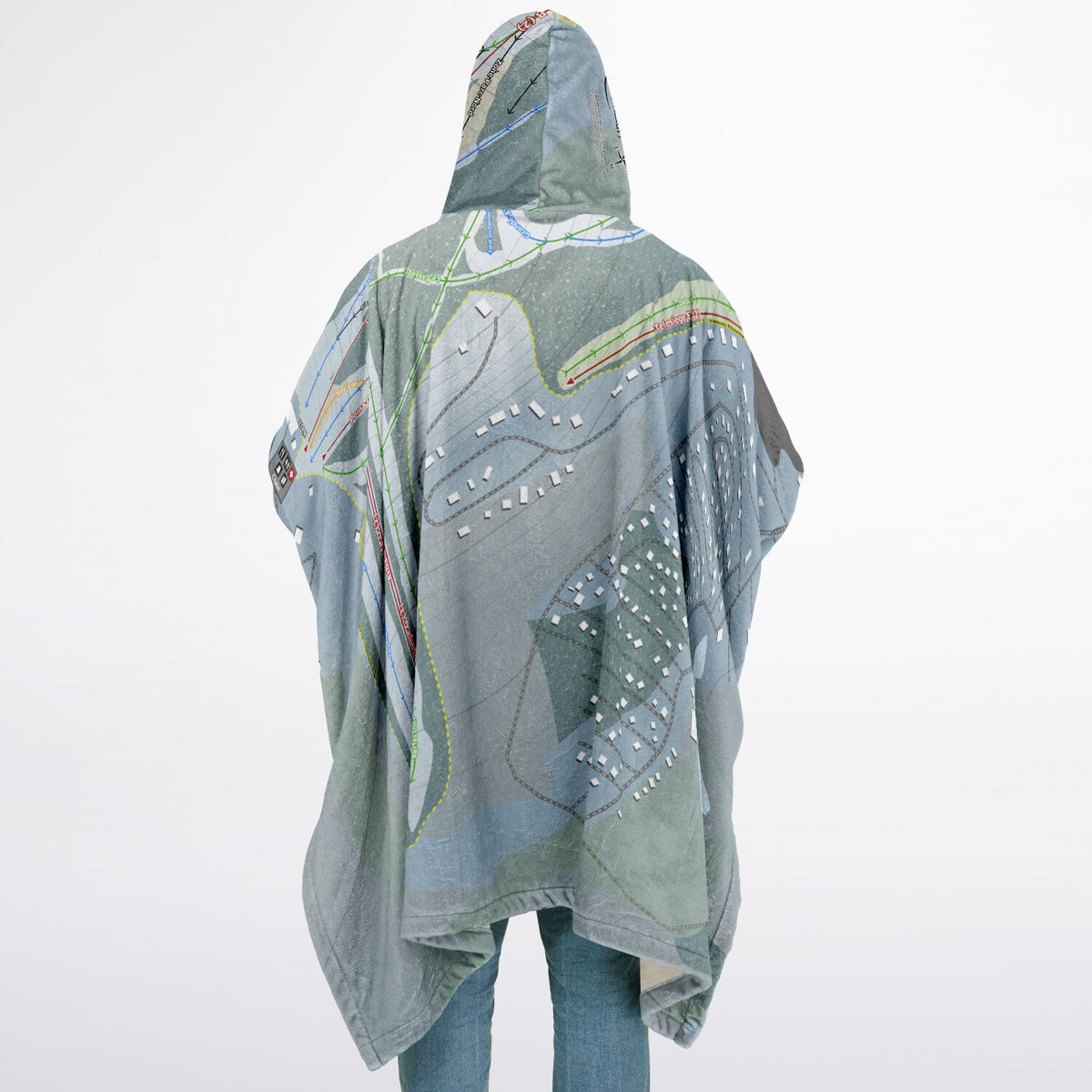 Ski Montcalm, Quebec Ski Resort Map Flannel Blanket Poncho