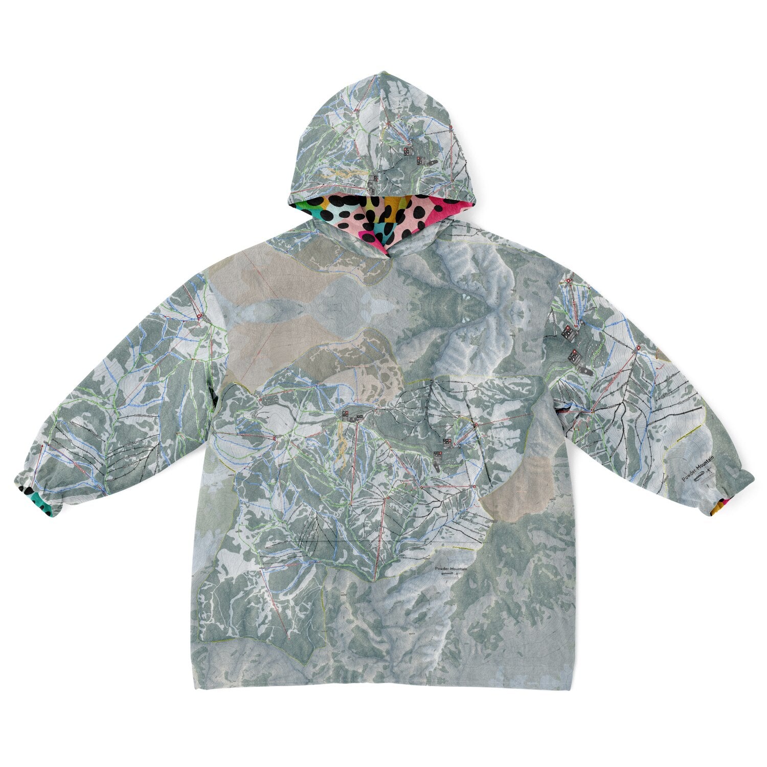 Powder Mountain, Utah Ski Resort Map Youth Reversible Snug Hoodie