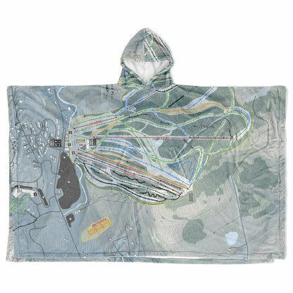 Greek Peak, New York Ski Resort Map Flannel Blanket Poncho