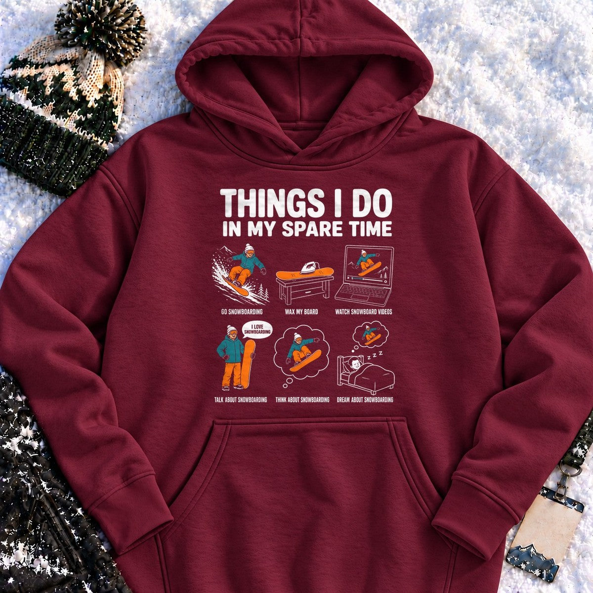 Spare Time Snowboarder - Hoodie (Maroon)
