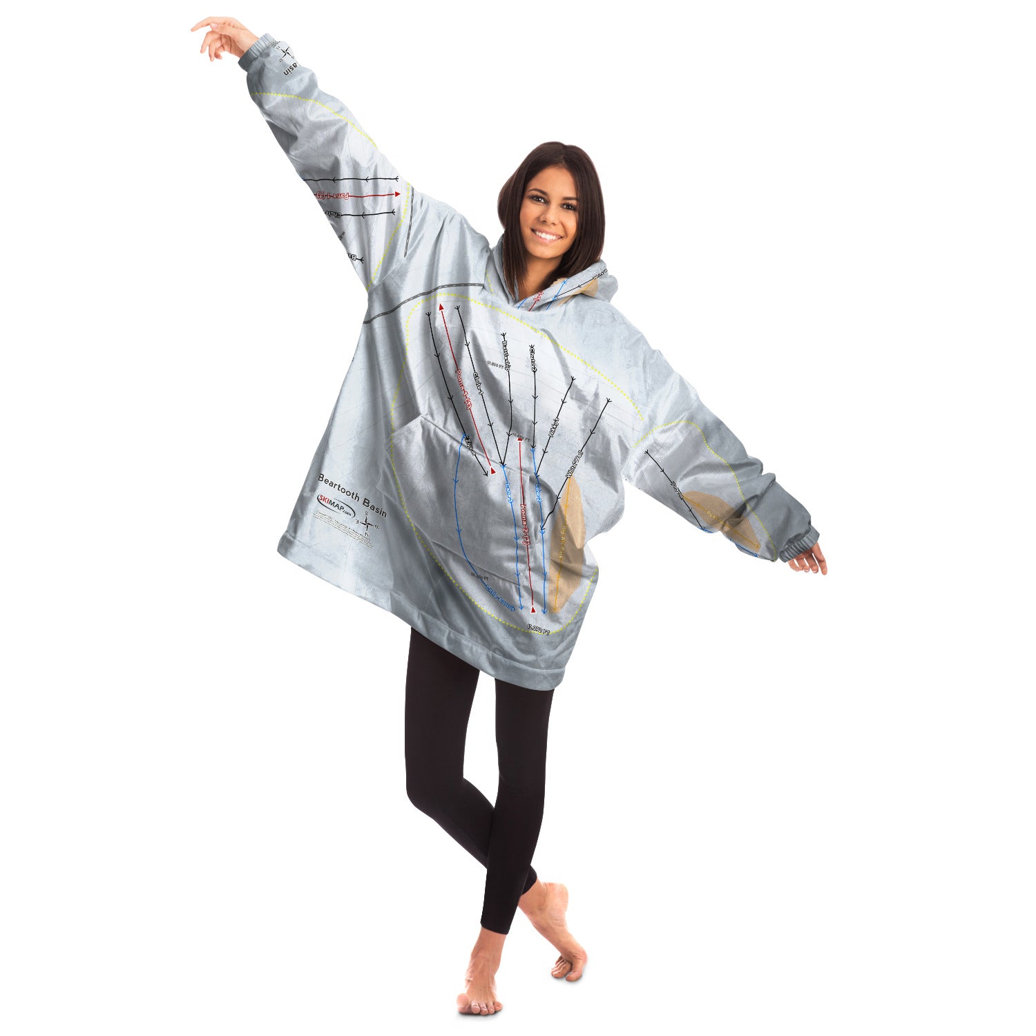 Beartooth Basin, Wyoming Ski Trail Map Snug Hoodie