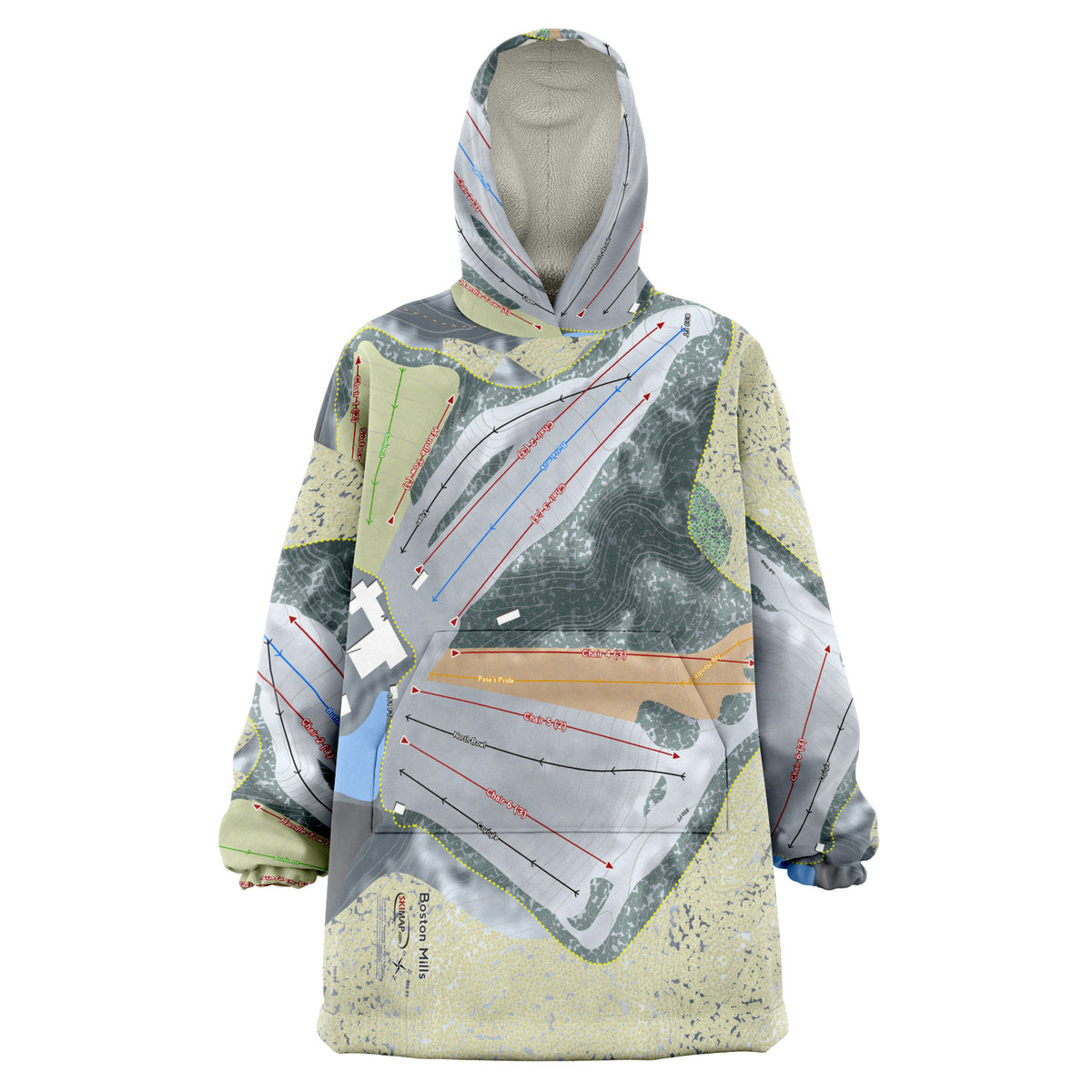 Boston Mills, Ohio Ski Trail Map - Snug Hoodie