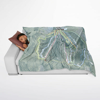 Ragged Mountain, New Hampshire Ski Resort Map Flannel Blanket Poncho
