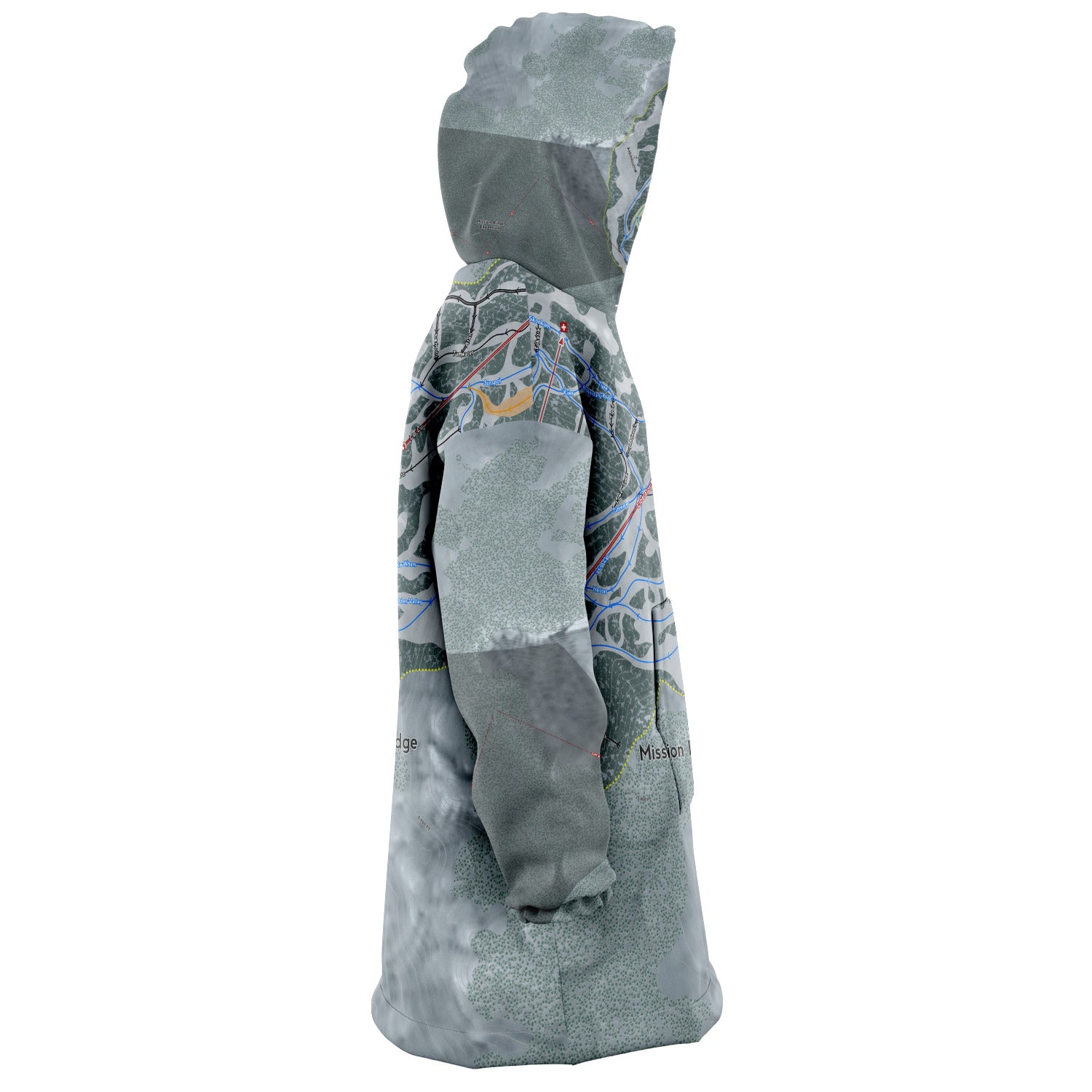 Mission Ridge, Washington Ski Trail Map - Snug Hoodie - Powderaddicts