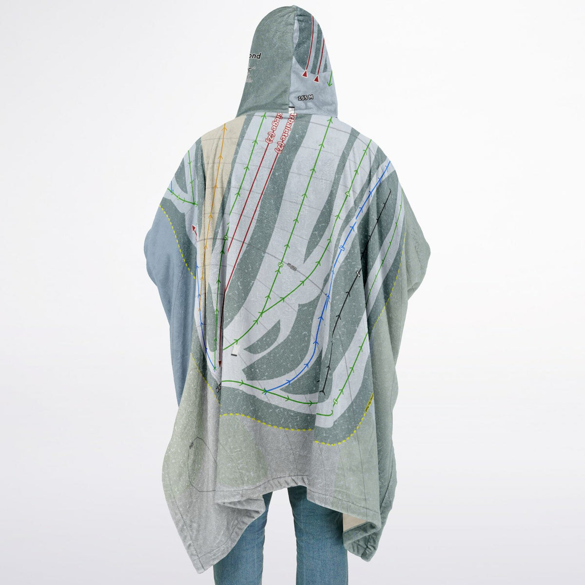 St Raymond, Quebec Ski Resort Map Flannel Blanket Poncho
