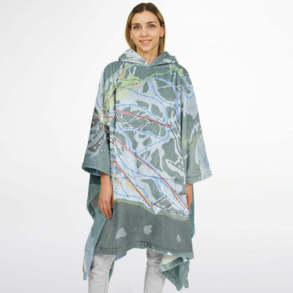 Stevens Pass, Washington Ski Resort Map Flannel Blanket Poncho