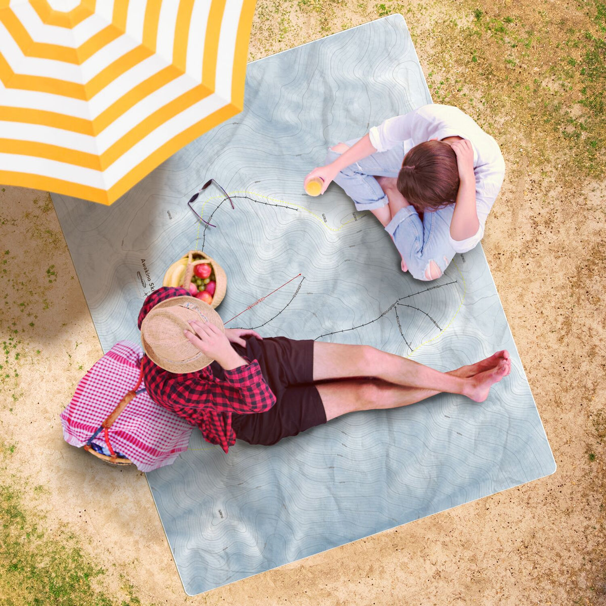 Awakino Ski Field, New Zealand Ski Resort Map Printed Beach Towel