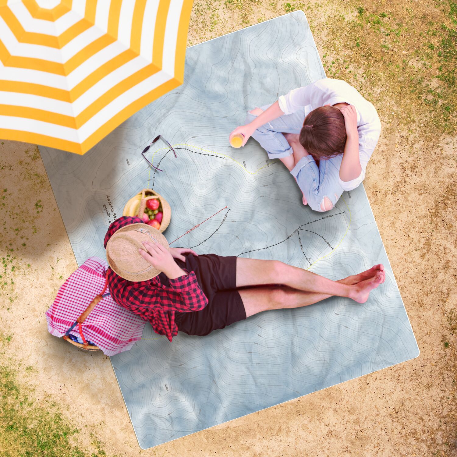 Awakino Ski Field, New Zealand Ski Resort Map Printed Beach Towel