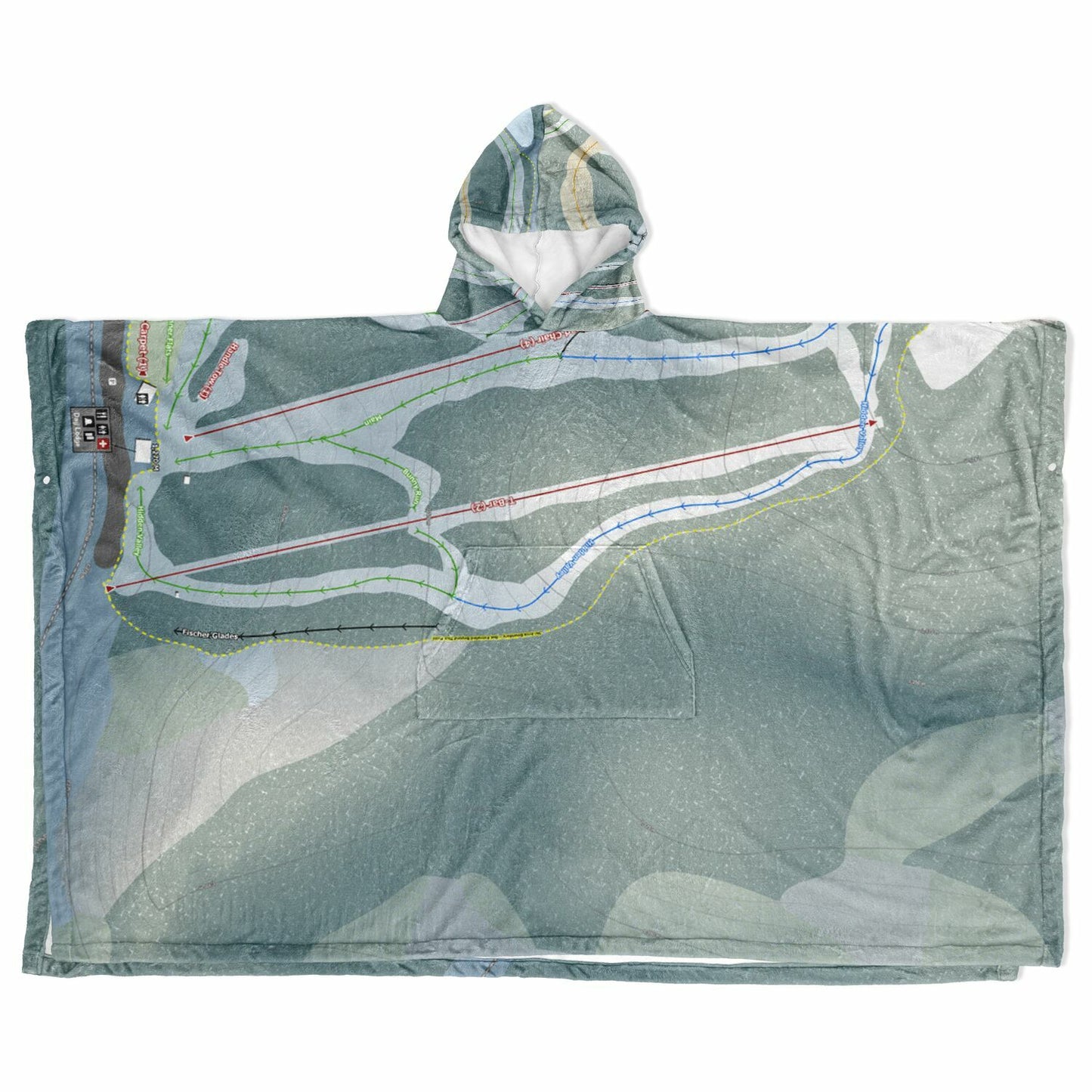 Hidden Valley, Alberta Ski Resort Map Flannel Blanket Poncho