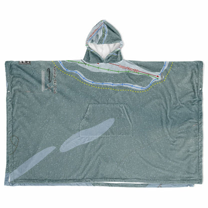 Sahalie Ski Club, Washington Ski Resort Map Flannel Blanket Poncho