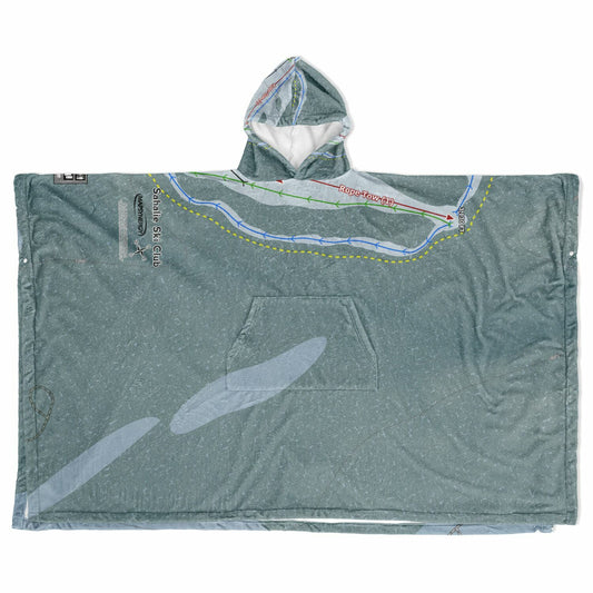 Sahalie Ski Club, Washington Ski Resort Map Flannel Blanket Poncho