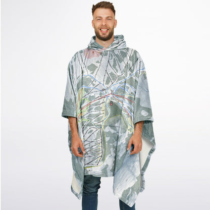 Bear Valley Mountain, California Ski Resort Map Flannel Blanket Poncho