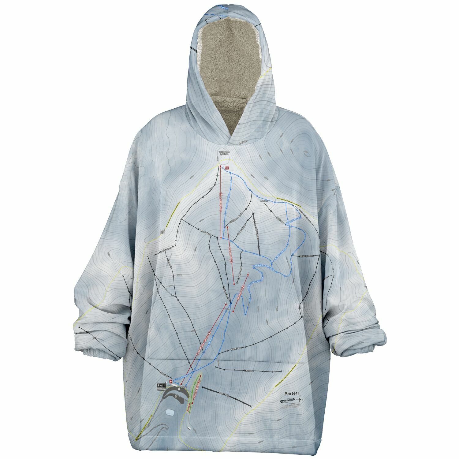 Porters, New Zealand Ski Trail Map - Snug Hoodie