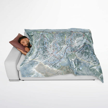 Little Cottonwood Canyon, Utah Ski Resort Map Flannel Blanket Poncho